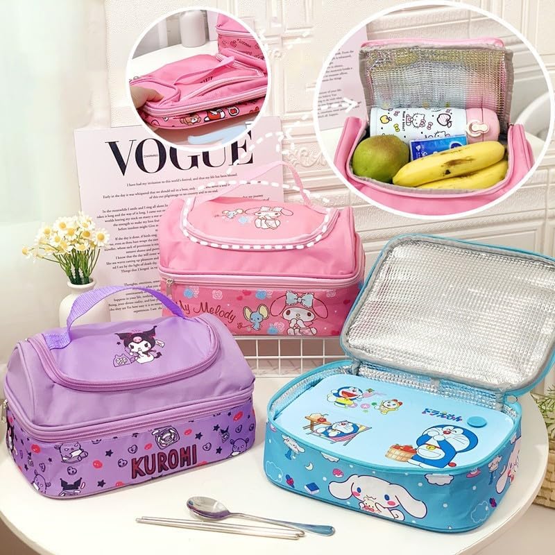Anime Melody – Bolsa de almuerzo para hombre y mujer, a prueba de fugas, gran compartimento, contenedor de almuerzo para trabajo, viajes, color rosa
