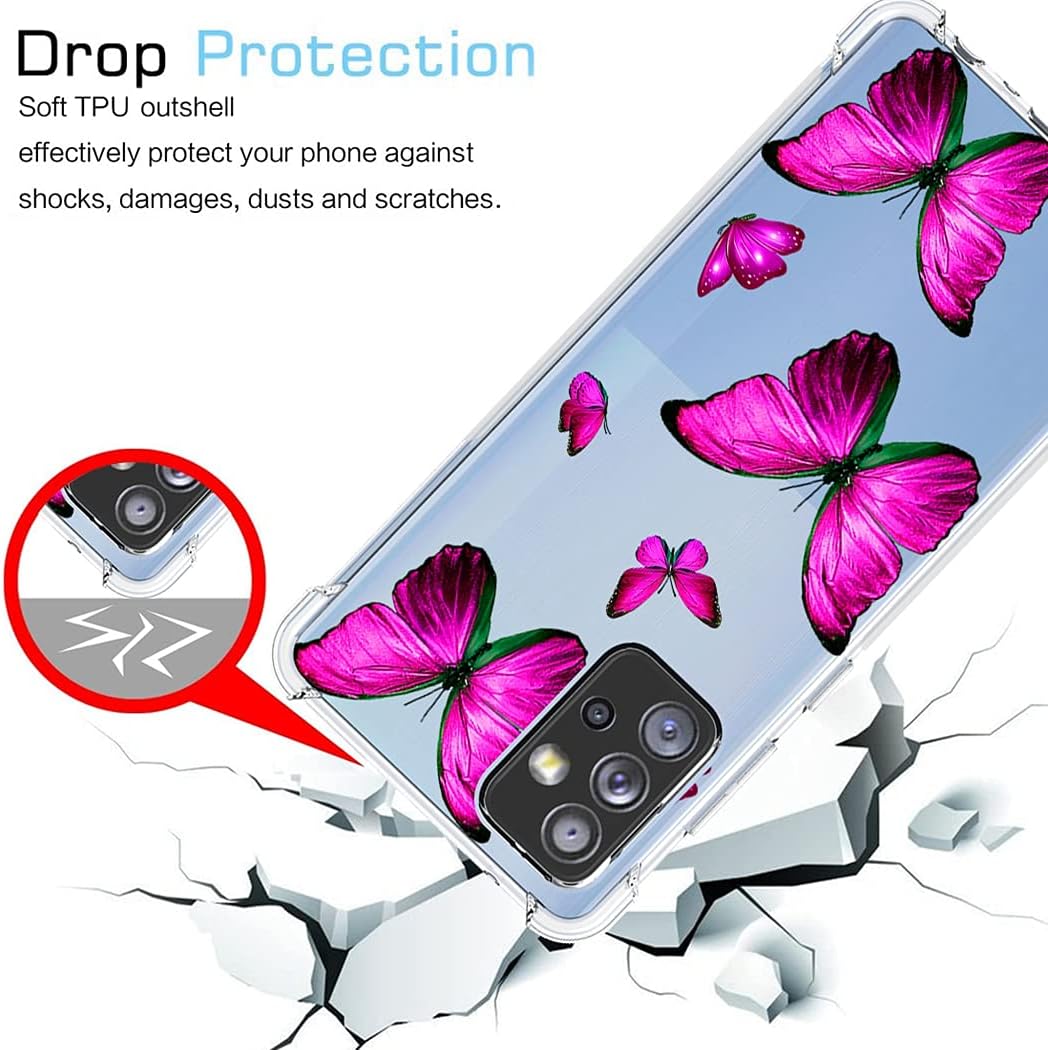 Yerebel Funda para Galaxy A52 5GGalaxy A52 4G, Samsung A52 5G Linda funda, transparente y flexible parachoques TPU funda de silicona suave de goma