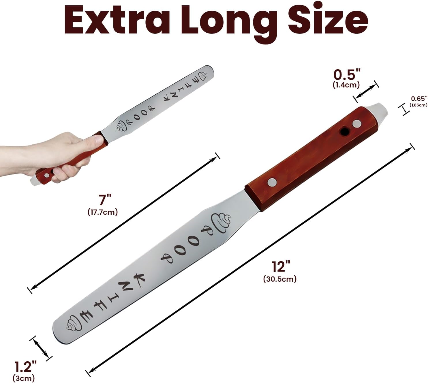 Cuchillo para excrementos, cuchillo de metal duradero de 12 pulgadas para bloque de inodoro, mango de madera extra largo, broma, divertido regalo de