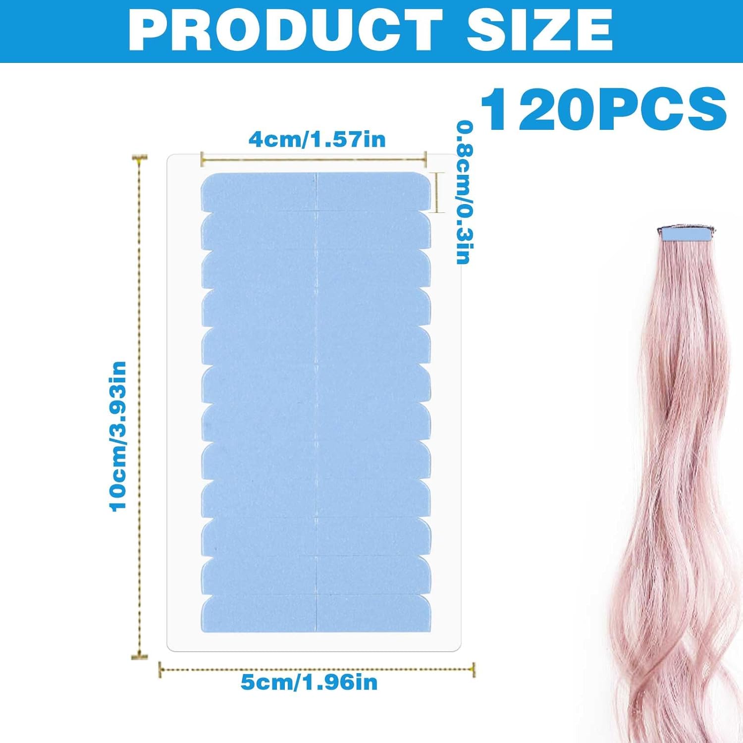CANIPHA 120 cintas de extensión de cabello de doble cara, cinta adhesiva de repuesto para extensiones de cabello, pestañas de cinta de cabello