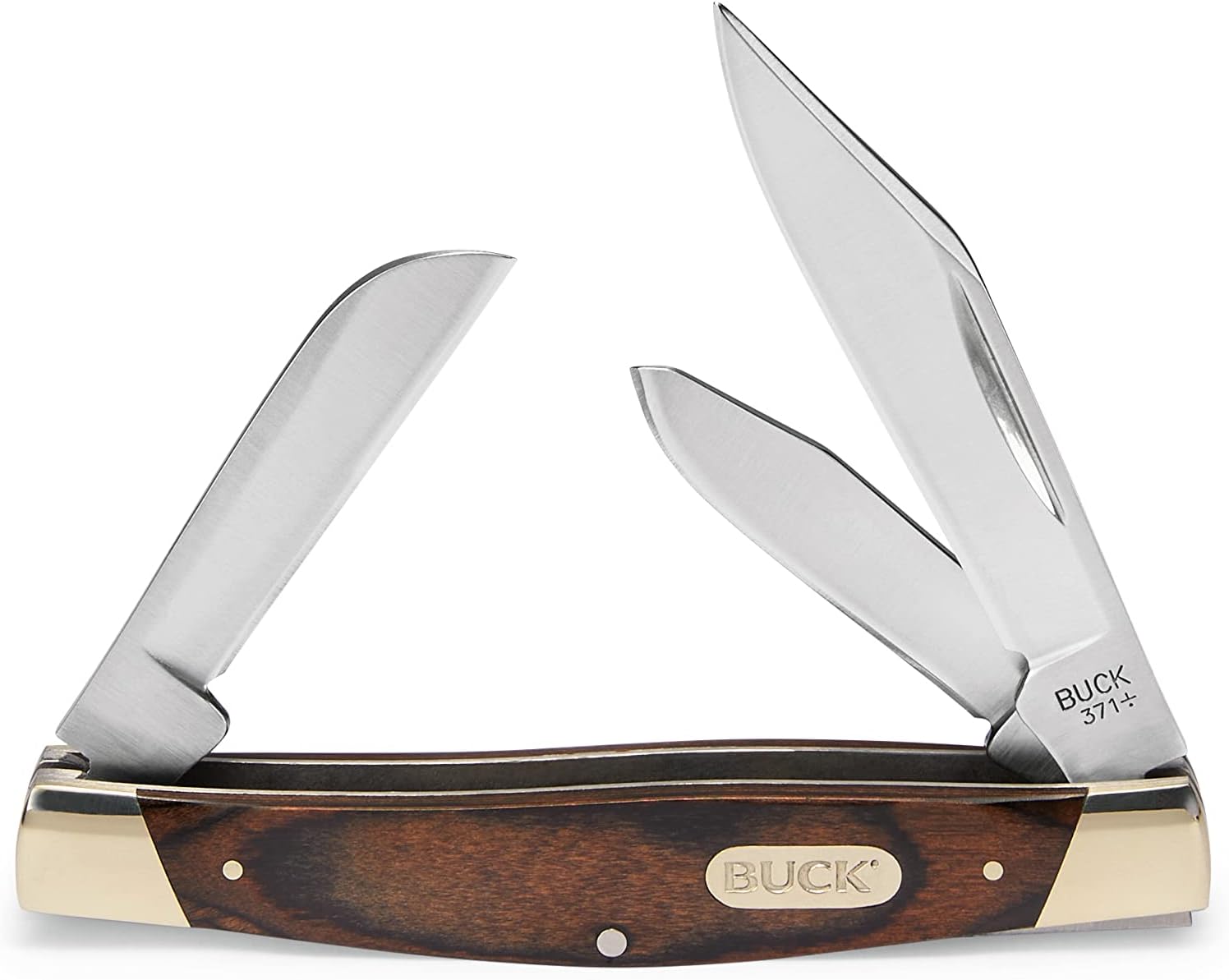 Buck Knives 0371BRS cuchillo de bolsillo con 3 hojas Stockman, con mango de madera