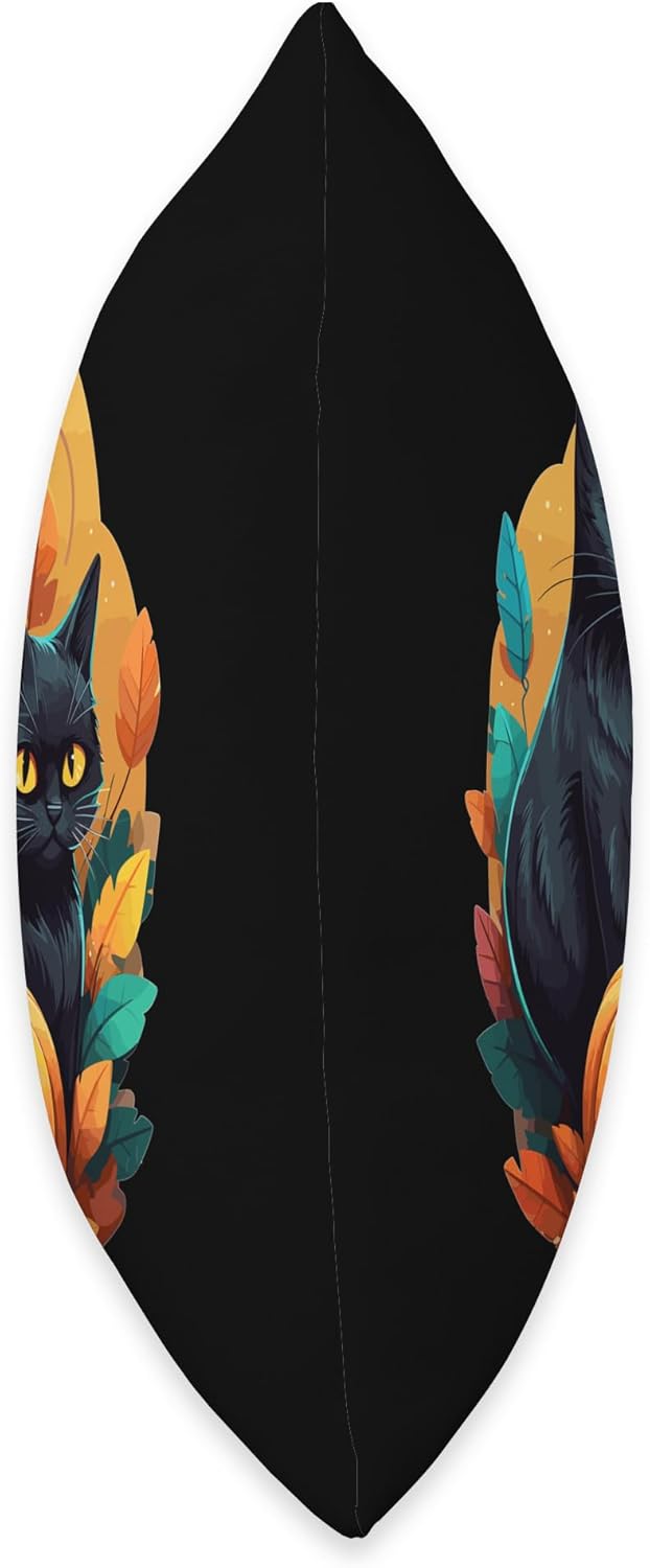 Helloween Cat Costume And Horror Costume Designs Halloween Costume Ladies with Pumpkin and Black Cat Throw Pillow, 18×18, Multicolor