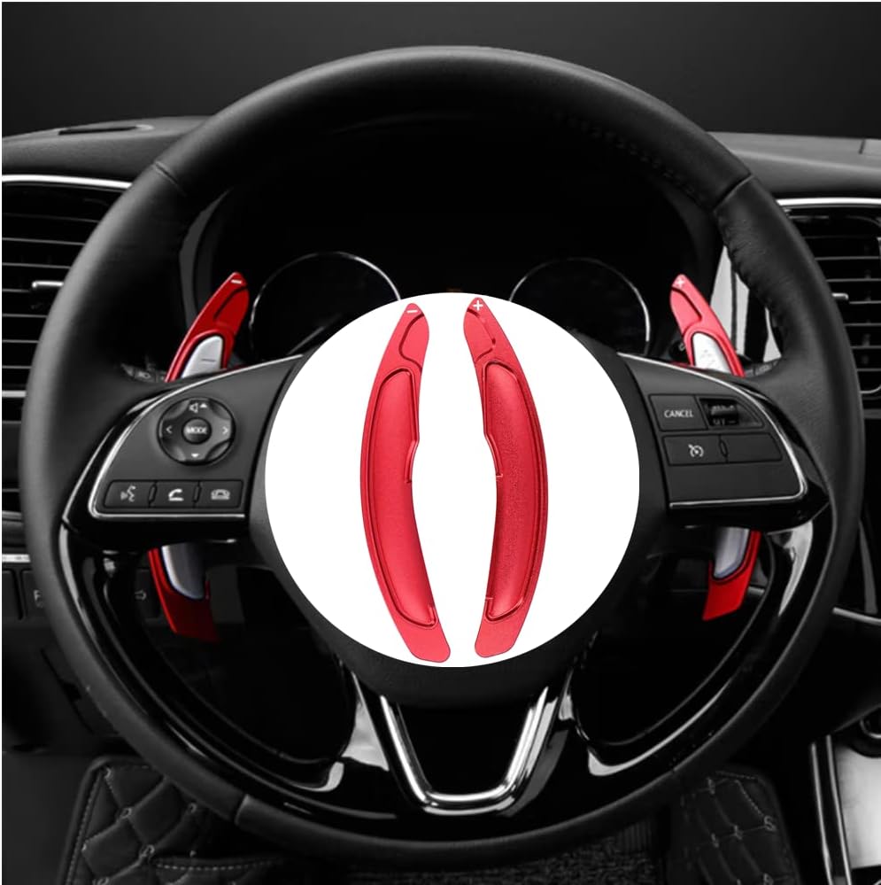 Qiilu Extensión de palanca de cambios para volante, hoja de cambio de volante de aleación de aluminio, color rojo, decoración extendida para