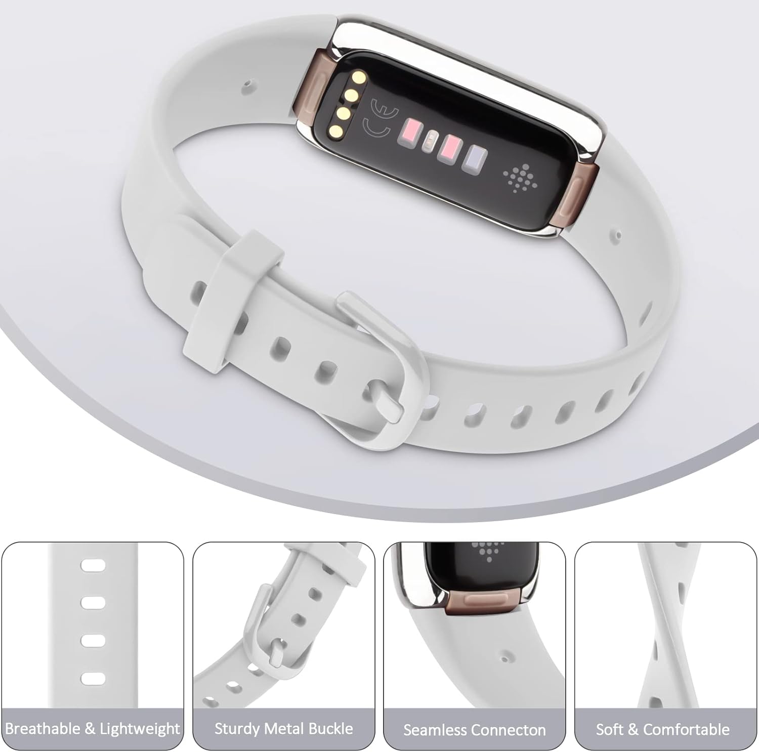 AK Correa deportiva compatible con bandas Fitbit Luxe para mujeres y hombres, correas deportivas de repuesto de silicona suave para Fitbit Luxe
