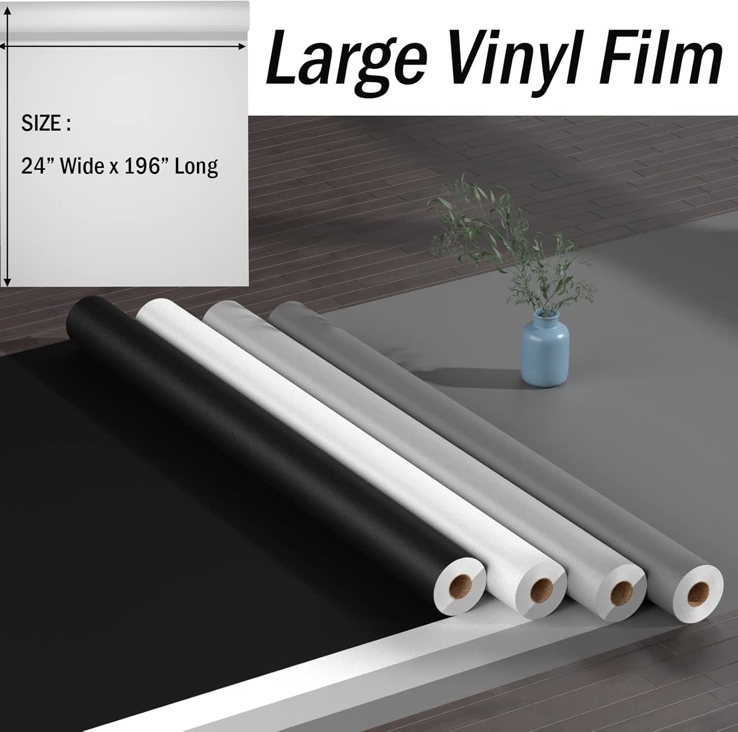 Oxdigi Papel tapiz gris de 24 x 196 pulgadas, papel adhesivo mate gris para despegar y pegar, autoadhesivo, extraíble, impermeable, película de