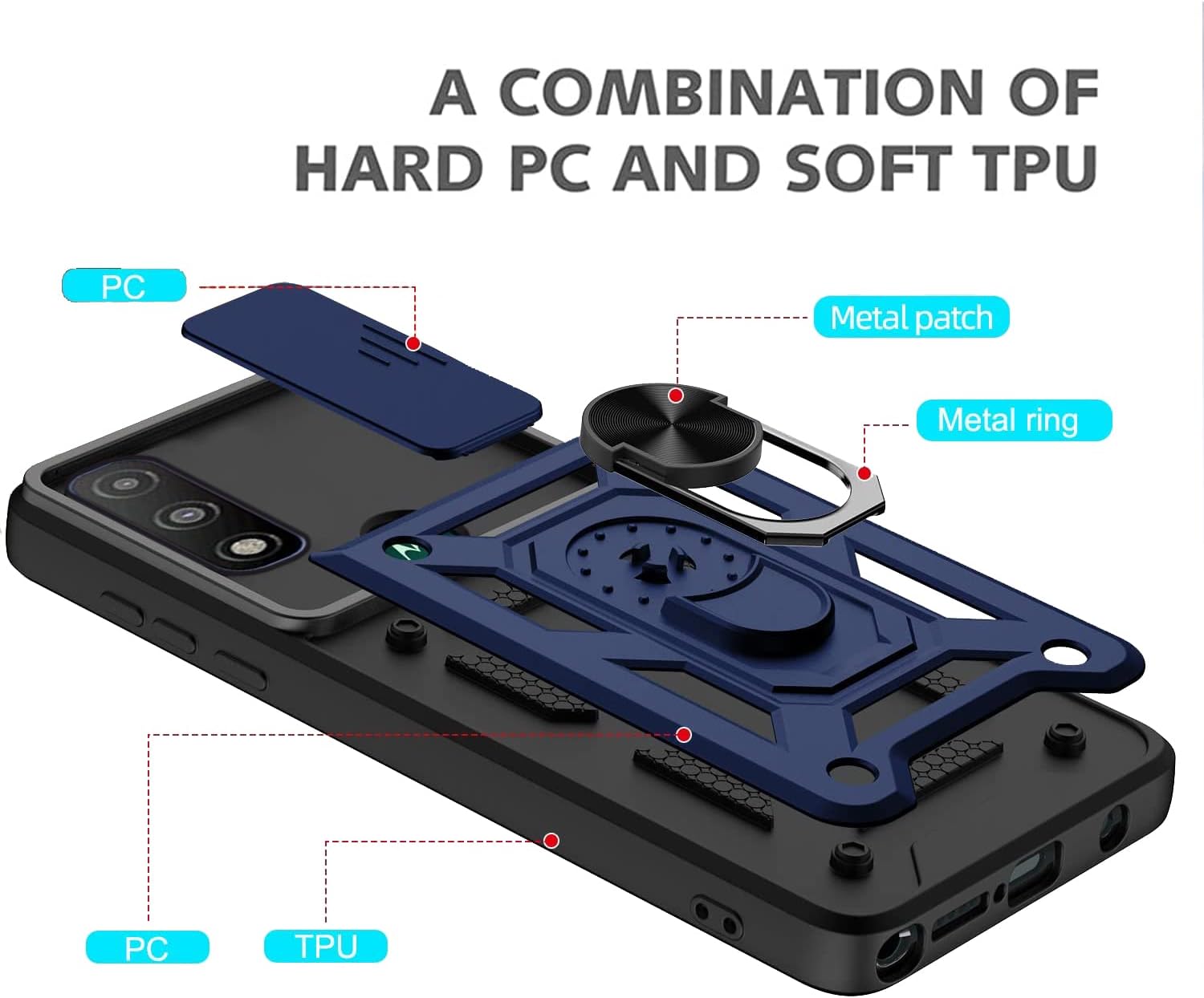 JCUEGRNY Funda compatible con TCL 30 XE 5G, TCL 20R 5G, 2 unidades protector de pantalla HD. Cubierta protectora de cámara deslizante integrada,