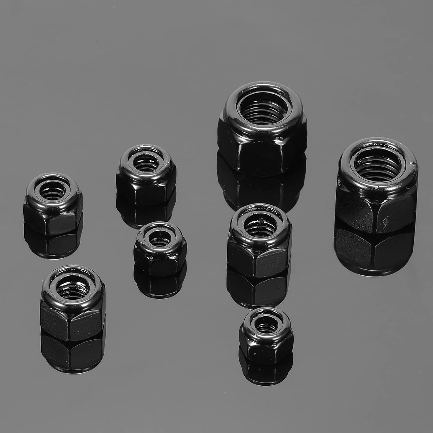 516-18 Tuercas de bloqueo hexagonales de nailon 516-18, 50 tuercas de seguridad de acero inoxidable 304, accionamiento hexagonal, acabado brillante,