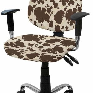 Vandarllin Funda para silla de oficina, piel de vaca marrón, elástica, universal, para computadora, escritorio, con graffie, lavable, extraíble, Vandarllin Funda para silla de oficina, piel de vaca marrón, elástica, universal, para computadora, escritorio, con graffie, lavable, extraíble,