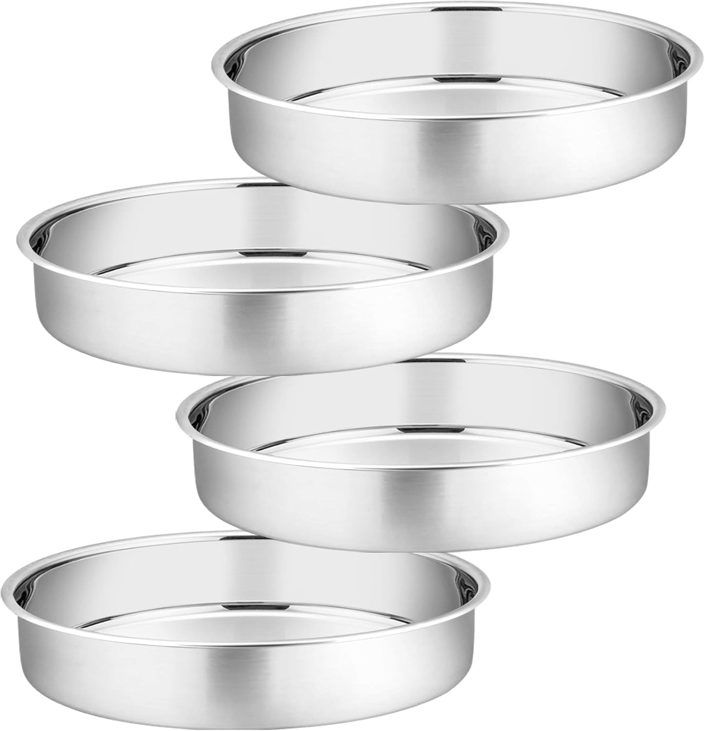 P&P CHEF – Moldes redondos de acero inoxidable para tartas de 6in, 4 unidades, no tóxicos y saludables, con acabado de espejo pulido y aptos para