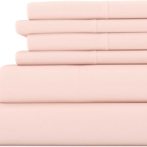 Linen Market – Juego de sábanas de 6 piezas, color rubor, tamaño King Linen Market – Juego de sábanas de 6 piezas, color rubor, tamaño King