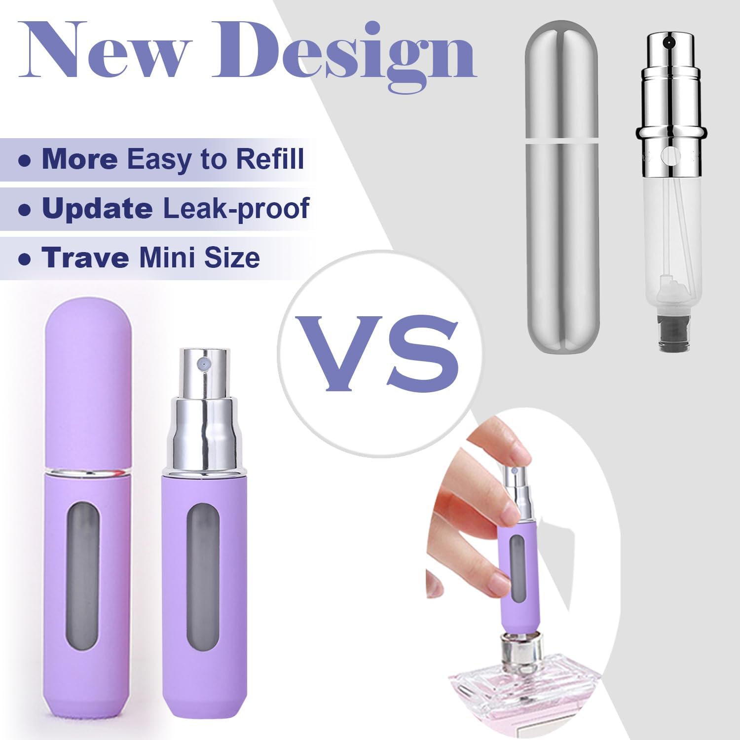 KAYZON Mini atomizador portátil de perfume recargable, botellas de spray de tamaño de viaje para mujeres, estuche de bomba de aroma de llenado