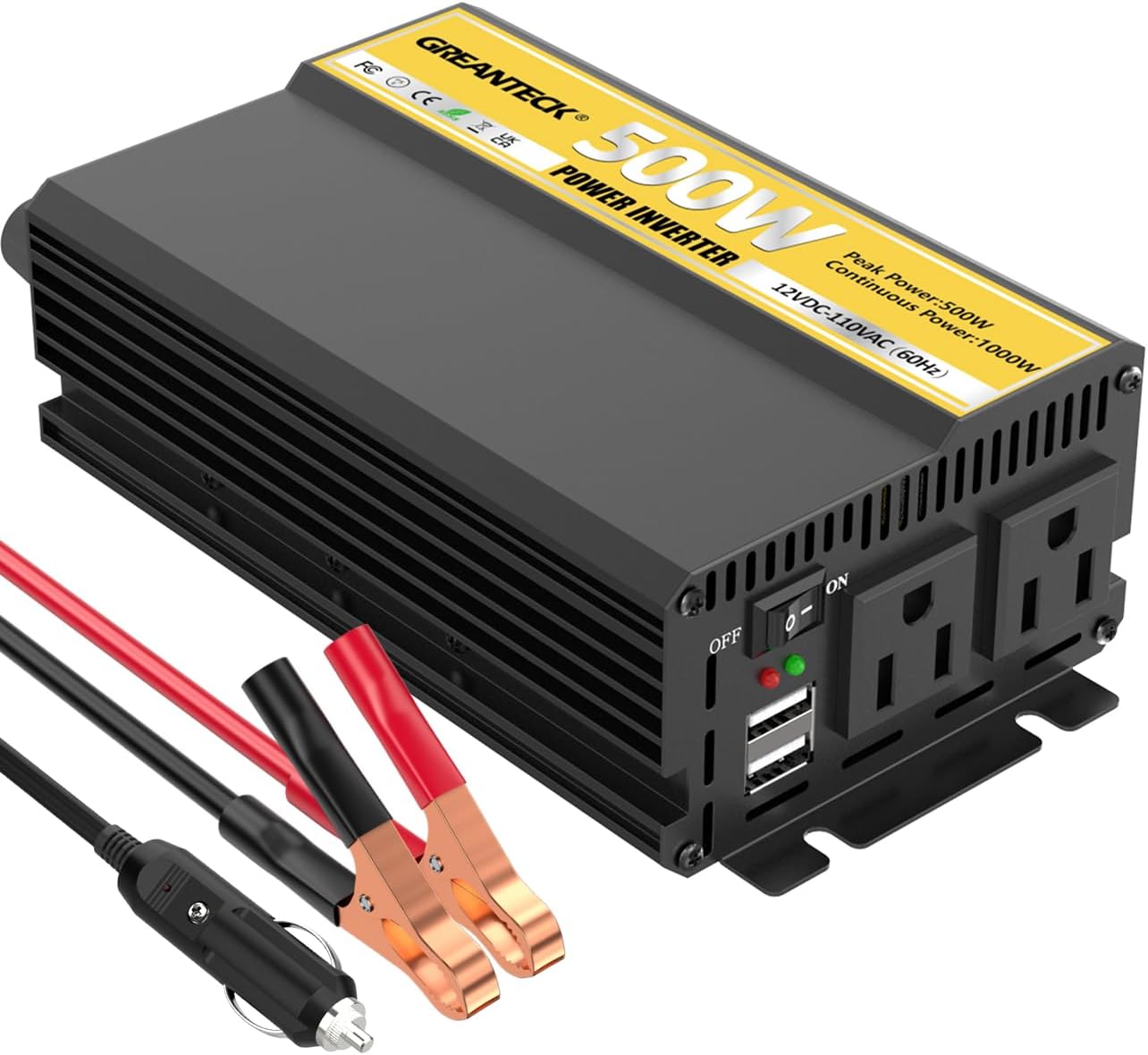 Inversor de corriente de 500 vatios, convertidor de onda sinusoidal modificada de 12 V CC a 110 V 120 V CA, inversor de onda sinusoidal modificada