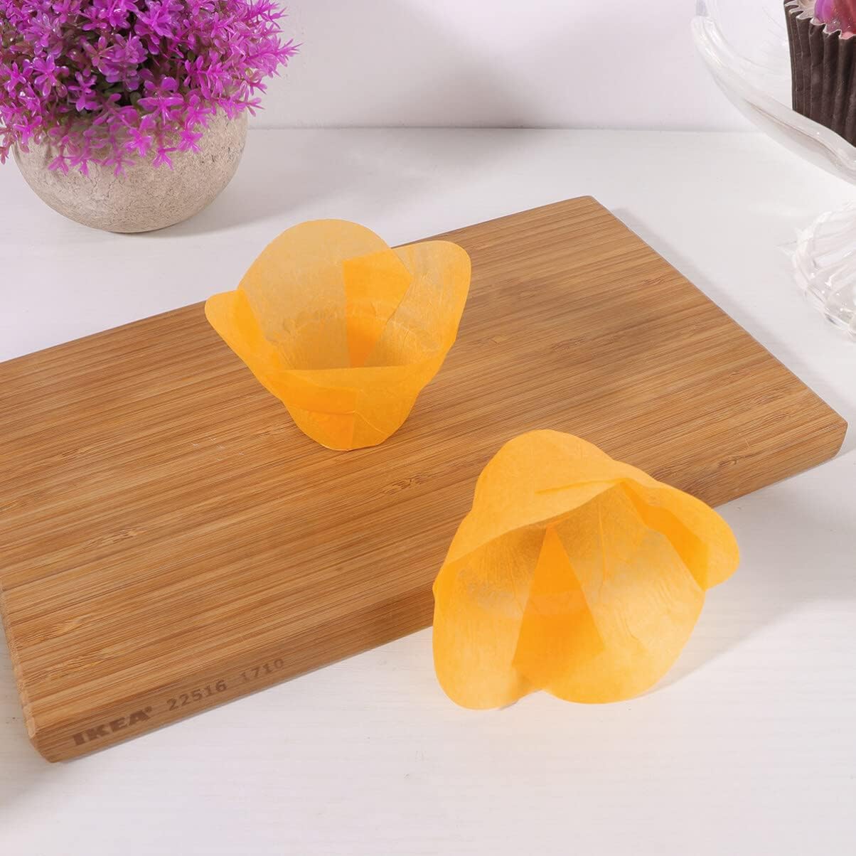 Cabilock 100 piezas de huevos para muffins, revestimientos de muffins de pergamino, papeles para magdalenas de boda, envoltorios de mini muffins,