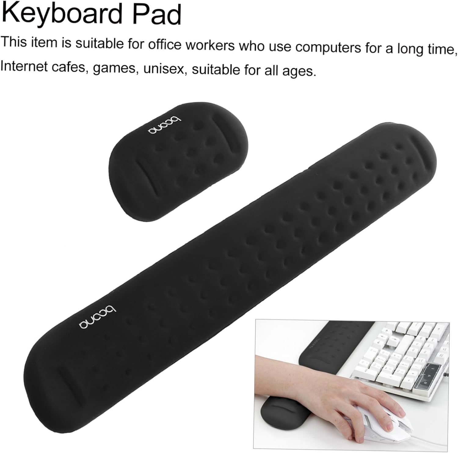 MAGICLULU Juego de 3 juegos de teclado de muñeca para reposo de manos, accesorios para escritorio de gel, alfombrilla de mouse ergonómica,
