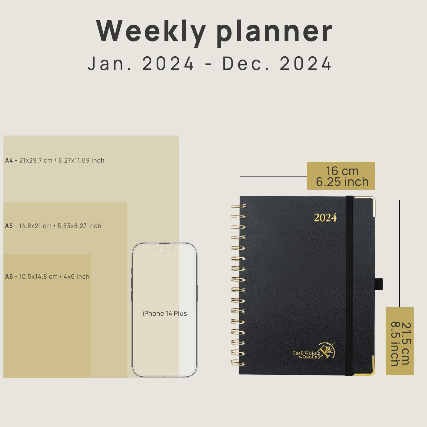 POPRUN – Agenda 2024 diaria, semanal y mensual de 8.5 x 6.25 pulgadas, agenda vertical 2024 con programación por horas, pestañas y calendarios,