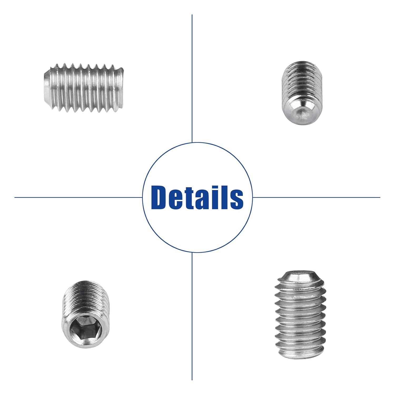 Juego de 1000 tornillos métricos + SAE, juego de tornillos Allen de punta de copa hexagonal interna, tornillos Allen de acero inoxidable 304 (M3-M8,