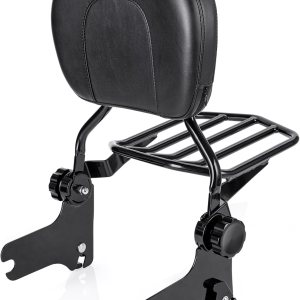 Respaldo de pasajero ajustable y desmontable con portaequipajes compatible con Harley Road King 1997-2008, Road Glide, Street Glide, Electra Glide, Respaldo de pasajero ajustable y desmontable con portaequipajes compatible con Harley Road King 1997-2008, Road Glide, Street Glide, Electra Glide,