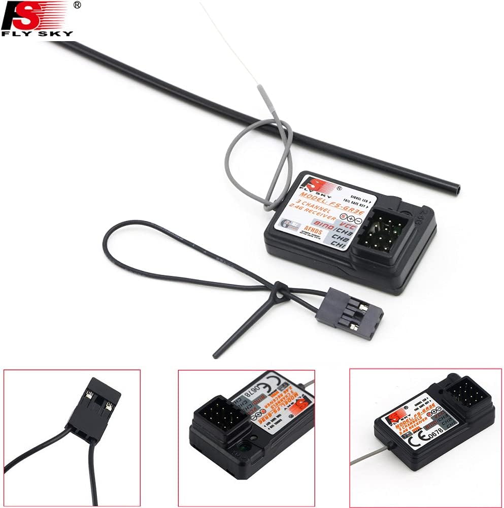 Flysky FS-GR3E AFHDS 2.4G – Receptor de 3 canales con seguro de fallos para FS-GT2 FS-GT2B FS-GT3B FS-GT3C FZ-IT4S RC – Camión barco (2PCS-FS-GR3E)