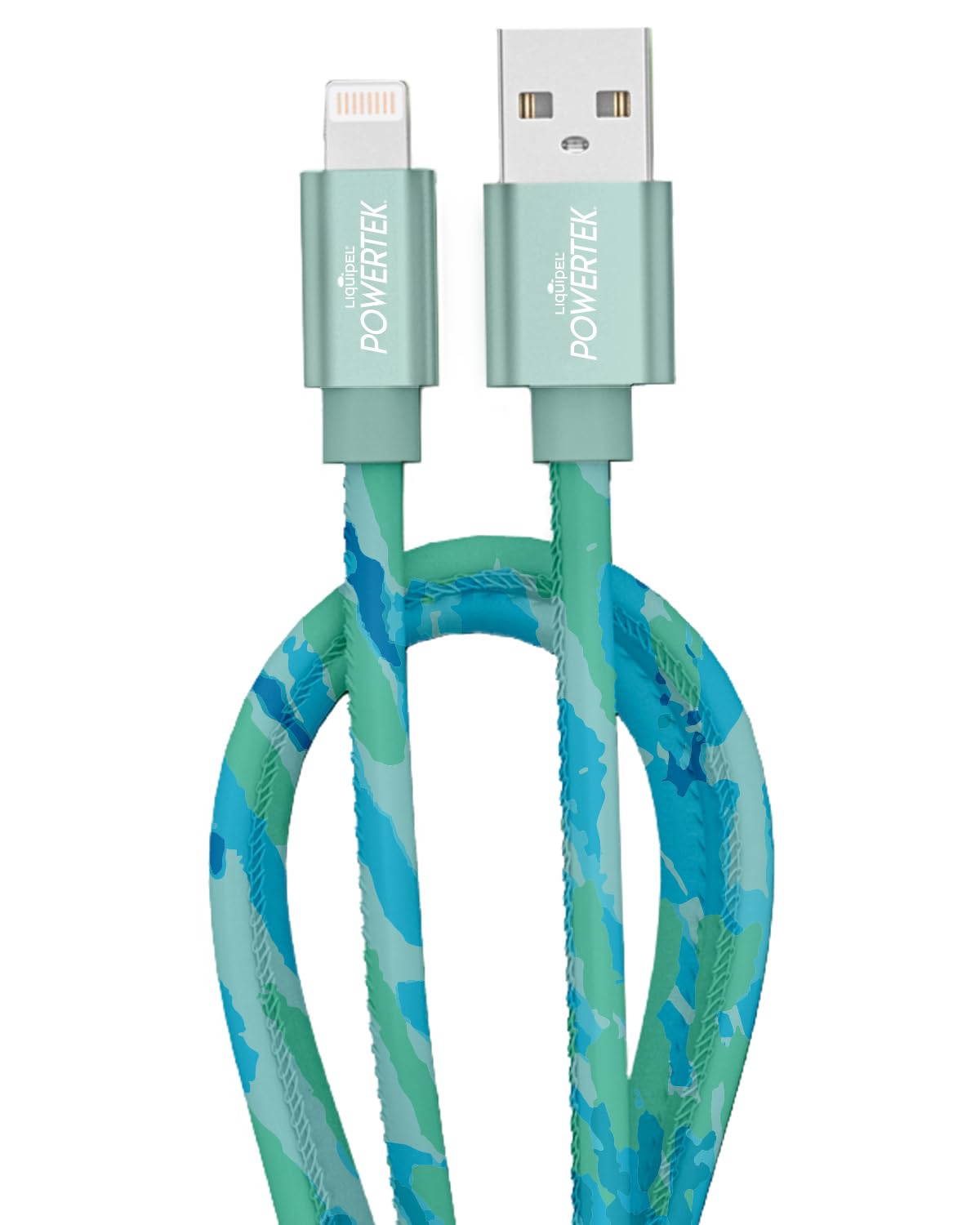 LIQUIPEL Powertek – Cable de carga Lightning para iPad y iPhone, carga rápida, MFI de 6 pies, teñido anudado negro (verde)