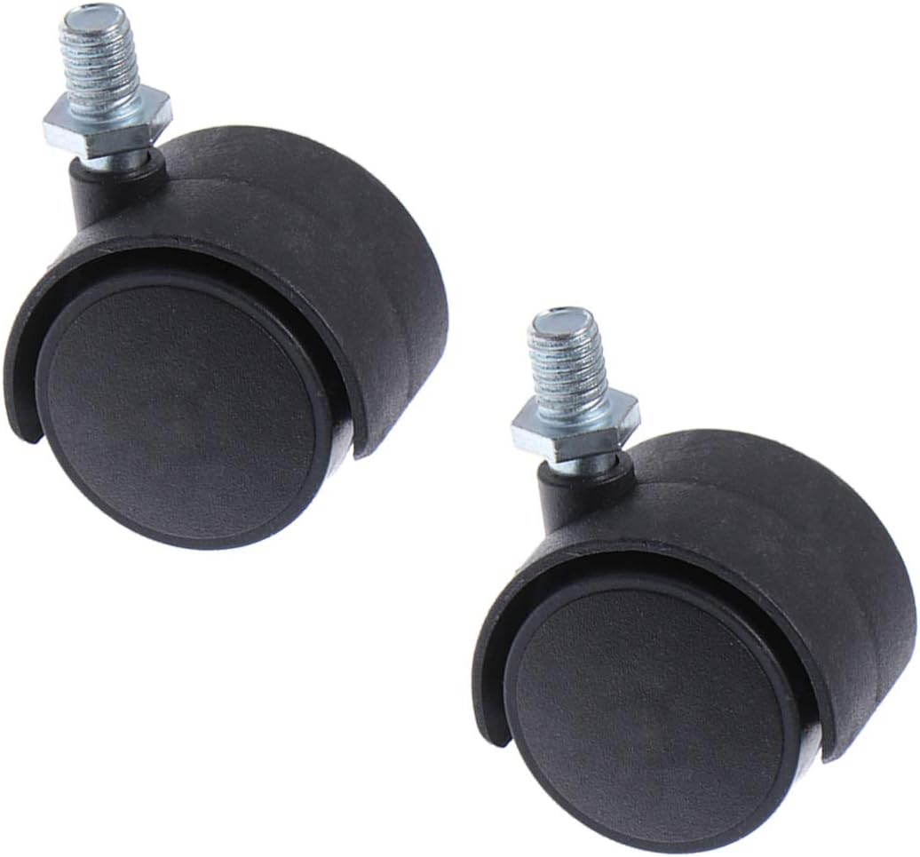 2 piezas de rueda giratoria universal de base cuadrada rueda delantera rueda de repuesto para muebles cochecito (negro)