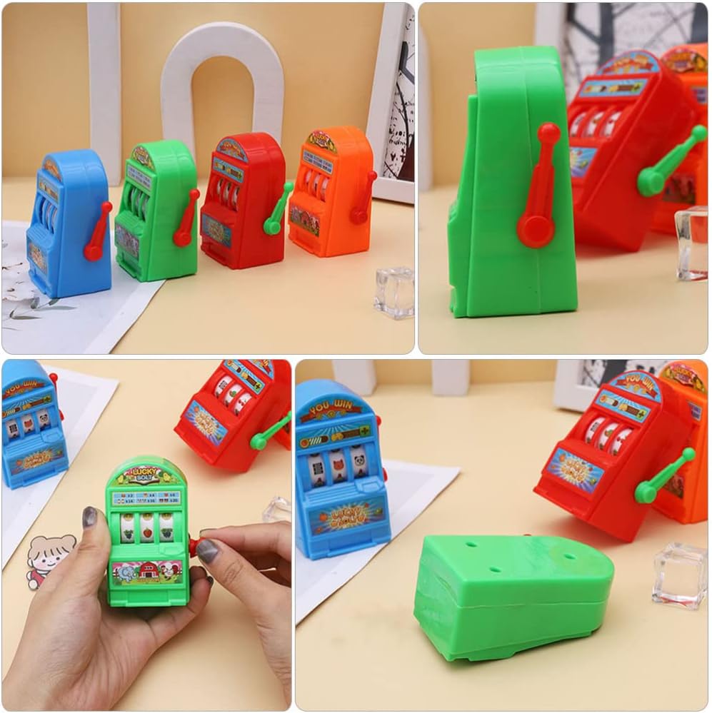 Mini juego de arcade para niños, 6 piezas, mini máquina tragamonedas de juguete, mini máquina tragamonedas de la suerte, banco con carretes