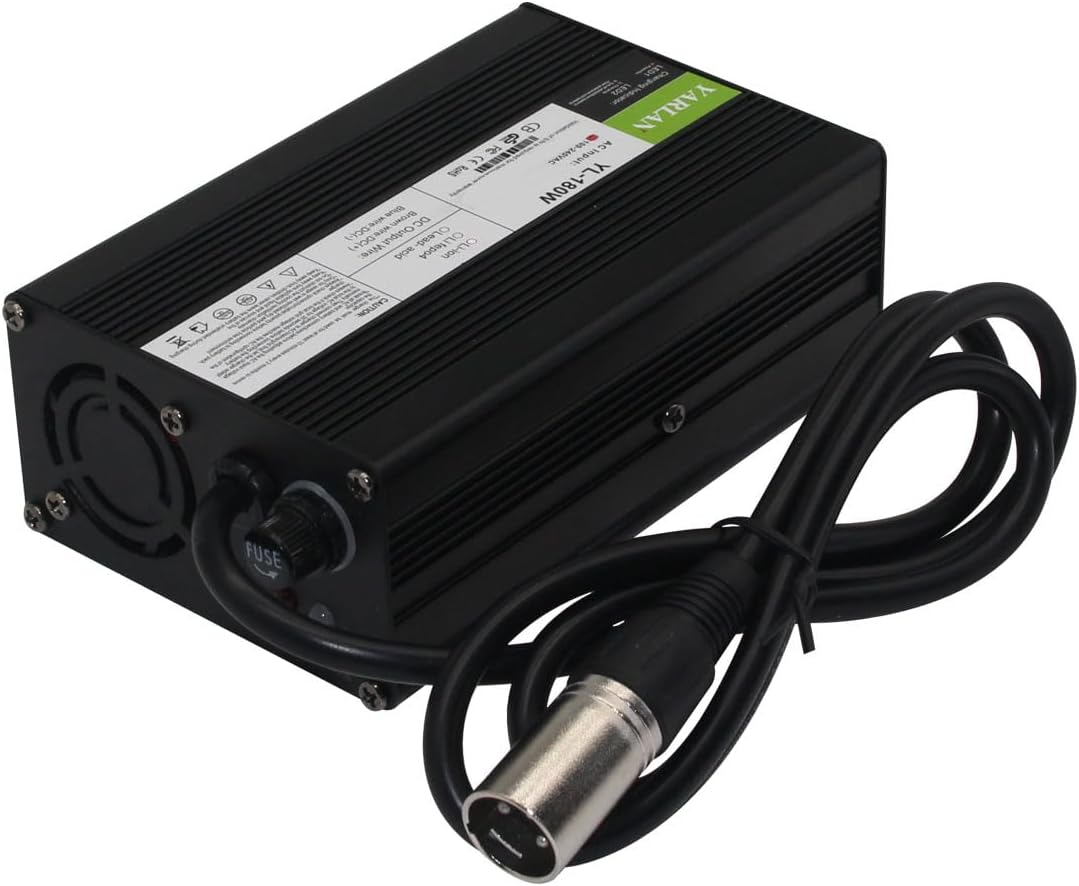 Cargador de batería de 24 V Cargador inteligente automático 5A cargador de goteo e interruptor de ES Conector XLR de 3 pines adecuado para cargar