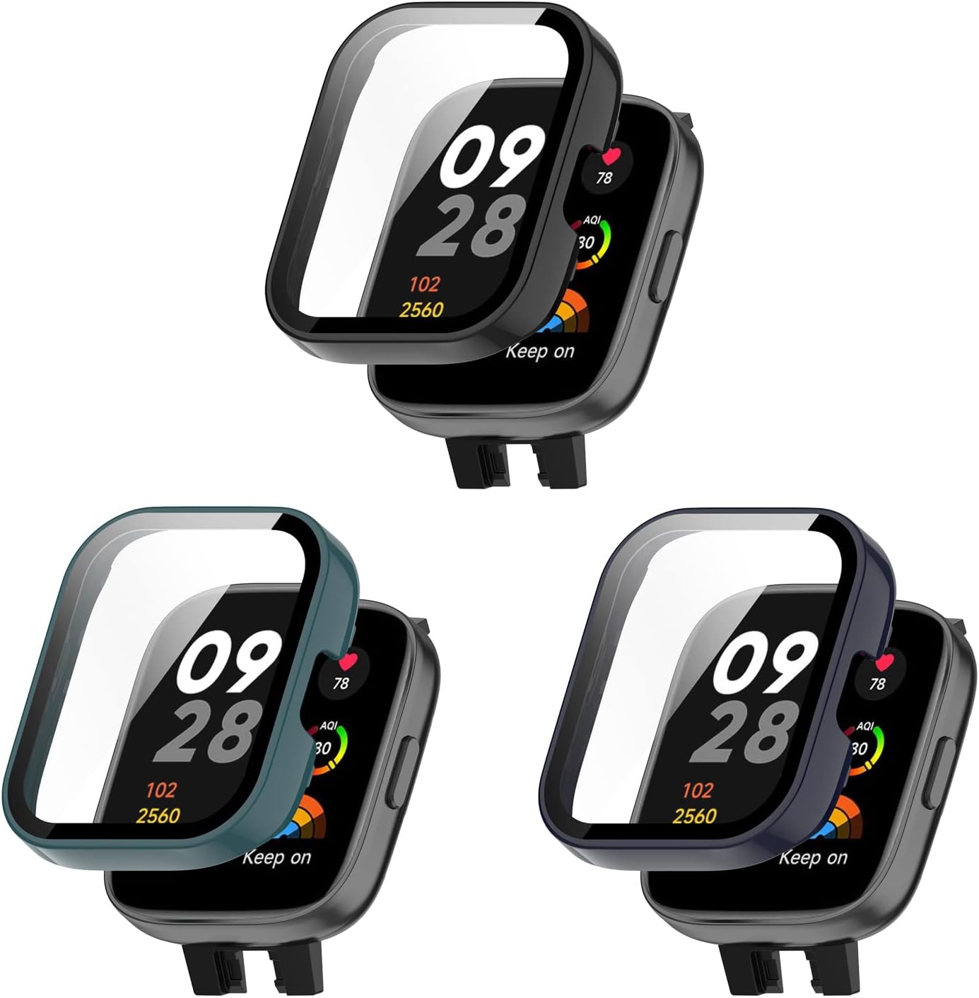 PC+Funda protectora de pantalla de vidrio templado compatible con Xiaomi Redmi Watch 3Mi Watch Lite 3 Protector de pantalla para Xiaomi Redmi Watch