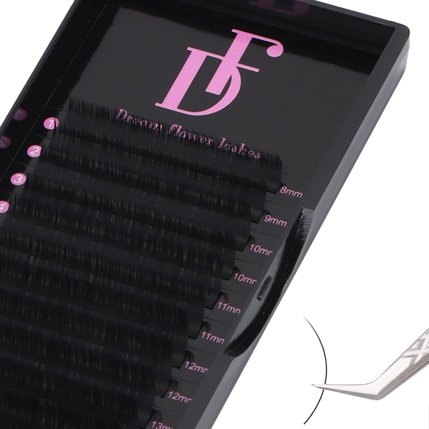 DF – Extensión de pestañas con volumen de 0.05 CC, rizo CC de 0.5-0.78 pulgadas, bandeja mixta, extensiones de pestañas individuales, extensiones de