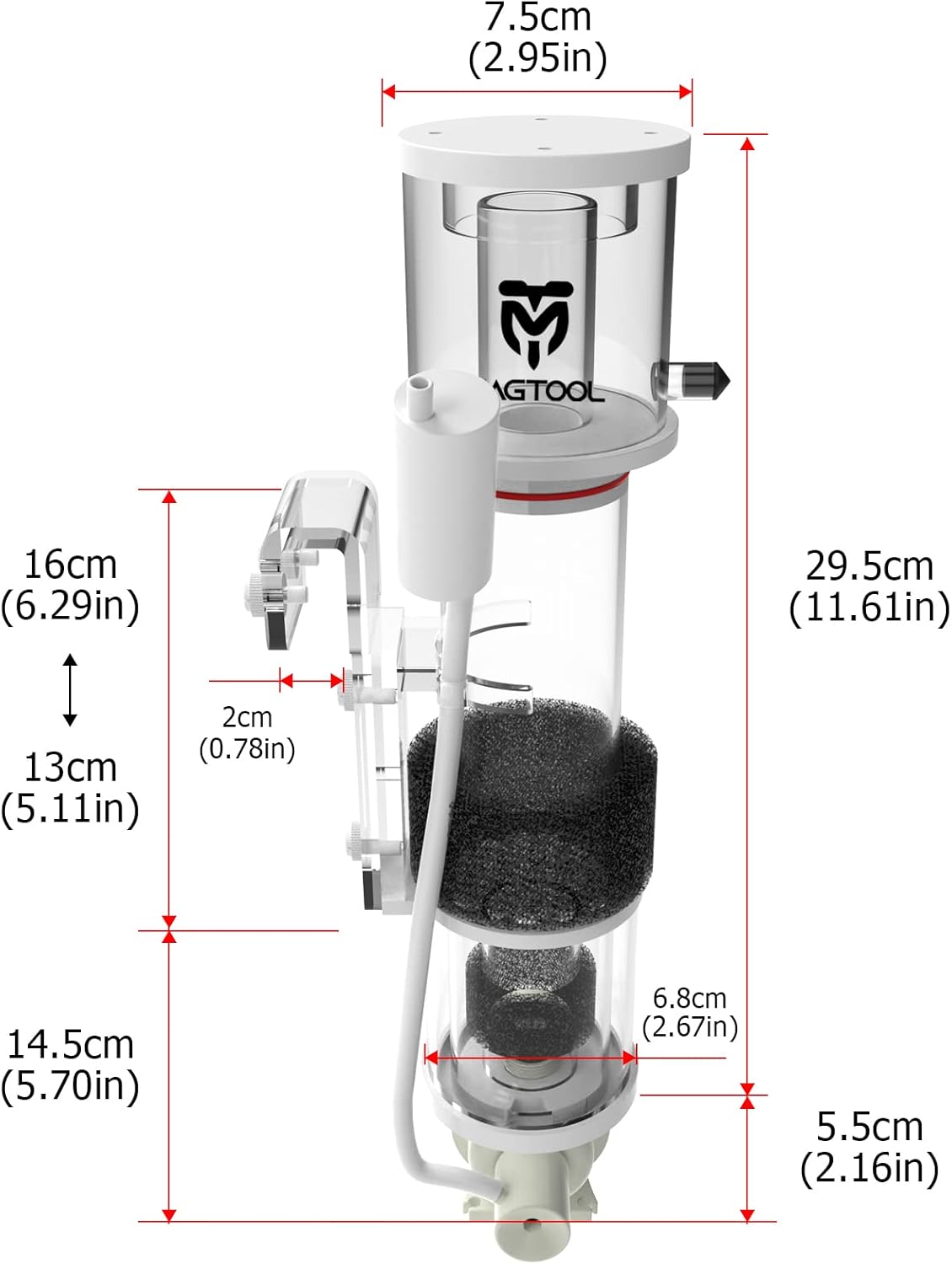 MagTool Nano AIO Tank Protein Skimmers para todo en un tanque de arrecife de hasta 35-45 galones (DC-SQ50)