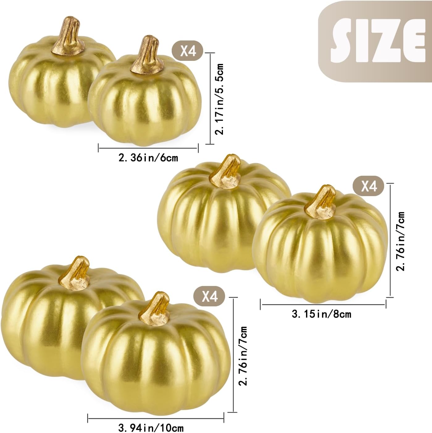 Artmag Calabazas artificiales a granel, 12 unidades de varios tamaños de cosecha, calabaza de espuma falsa para otoño, otoño, Halloween, fiesta en