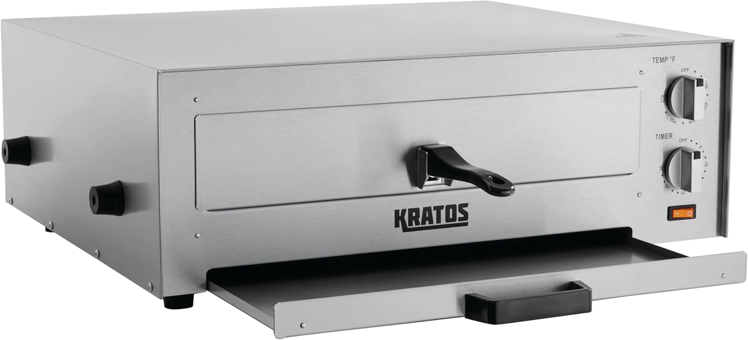 Kratos 29M-036 Horno eléctrico comercial de pizza de 16 pulgadas, 120 V, 1700 vatios, horno de pizza de acero inoxidable para restaurantes, cocina