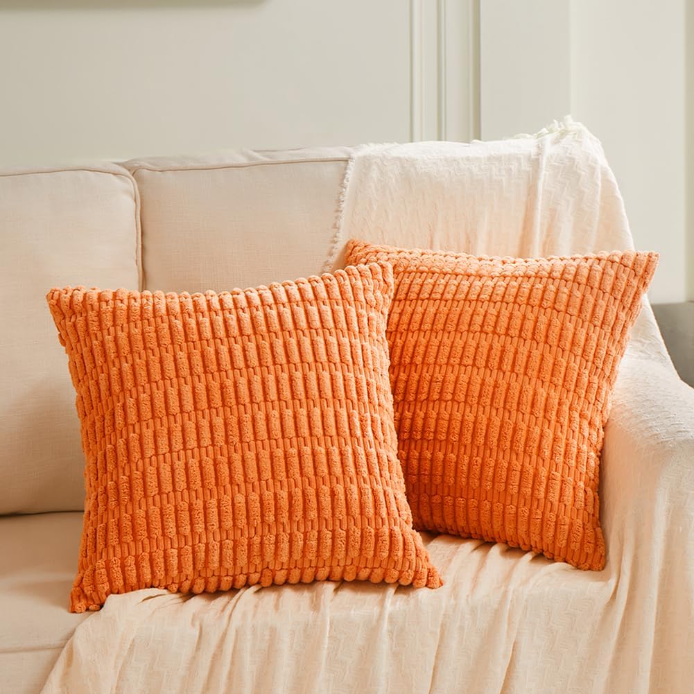 Fancy Homi Paquete de 4 fundas de almohada decorativas de otoño naranja de 18 x 18 pulgadas para sofá, sala de estar, cama, sofá, calabaza de
