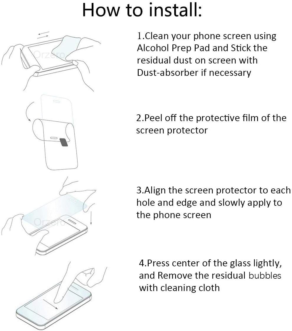Orzero Paquete de 4 protectores de pantalla de vidrio templado compatibles con OnePlus Nord N20 5G, bordes de arco 2.5D, 9 durezas HD, sin burbujas
