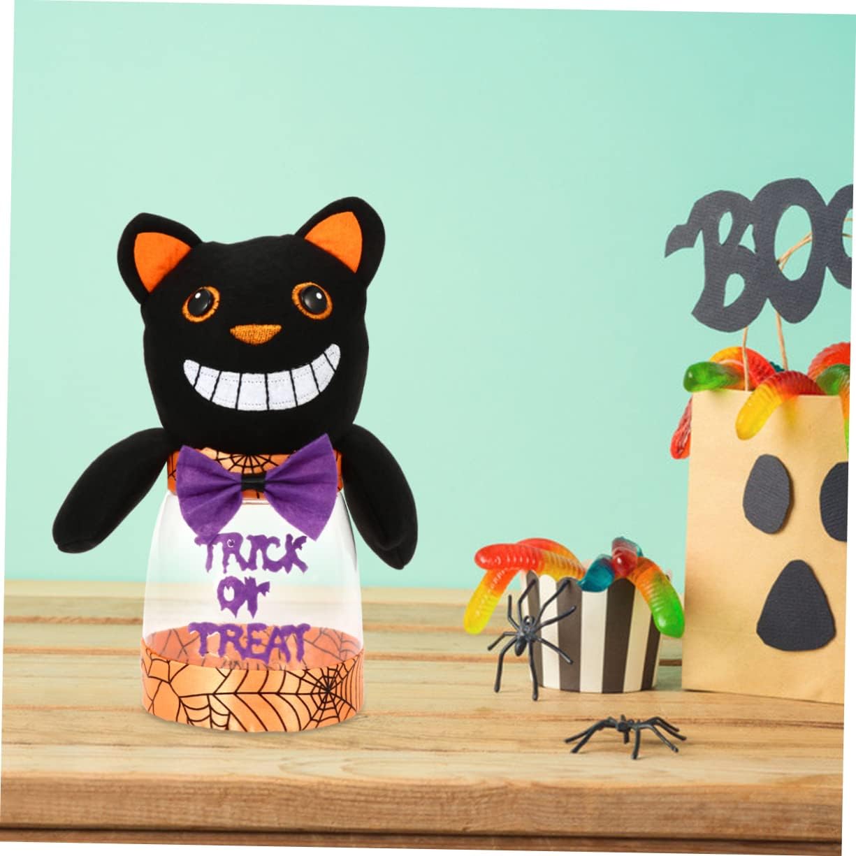 UPKOCH Cookie Decorating 1pc Halloween Candy Jar Niño Con Cubierta Caja De Caramelos Plástico Titular De Caramelos De Plástico