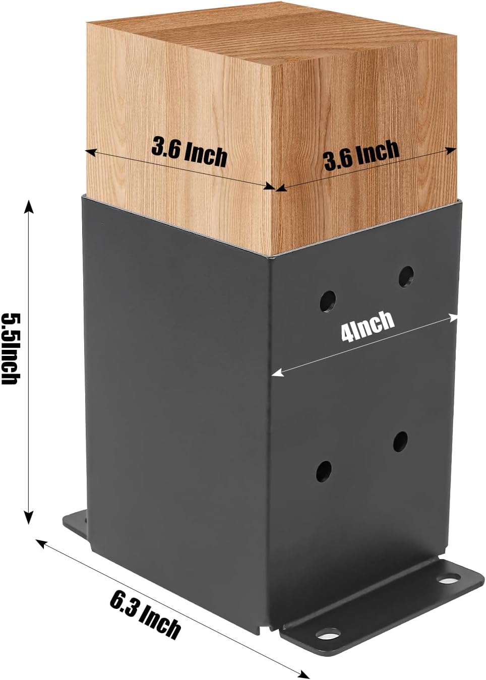 Nrspp Base de poste de 4 x 4, 8 piezas (tamaño interior de 3.5 x 3.5 pulgadas), soporte de poste de pérgola para valla de madera, anclaje de poste