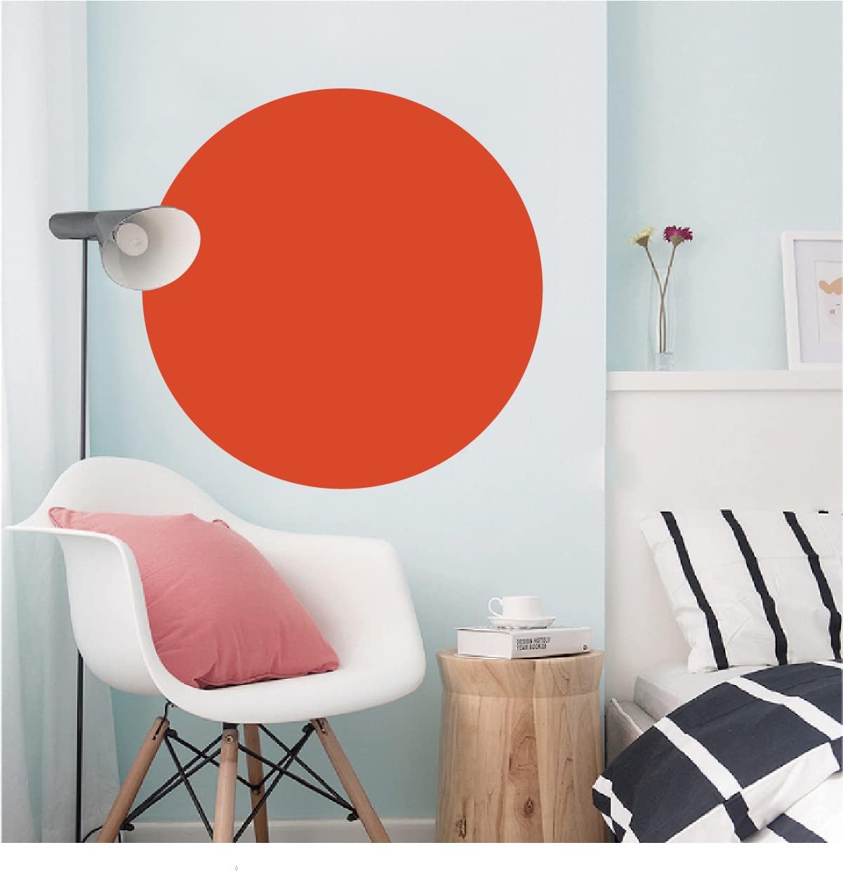 Calcomanía de pared de círculo, color simple, decoración del hogar, estilo nórdico, geométrico, sol, decoración de pared, pegatina YT5776 (naranja,