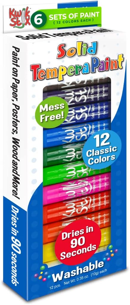 The Pencil Grip Kwik Stix TPG-602 – Bolígrafos de pintura sólida, de secado rápido, 12 colores (paquete de 6)