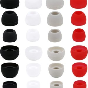 12 pares de almohadillas de silicona de repuesto para auriculares compatibles con auriculares de 0.150 in a 0.217 in, SML blanconegroplateadorojo 12 pares de almohadillas de silicona de repuesto para auriculares compatibles con auriculares de 0.150 in a 0.217 in, SML blanconegroplateadorojo