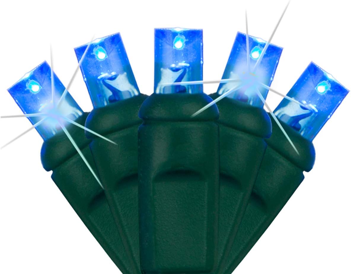 SoftTwinkle – Luces de Navidad de centelleo lento, tira de luces parpadeantes suaves de Navidad (50 luces, 17 pies, azul)