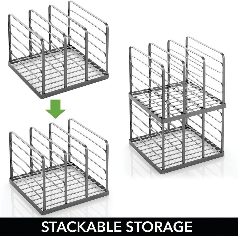 mDesign Organizador apilable de metal dividido para armarios, dormitorios, aparadores, estantes, solución de almacenamiento de estantes para