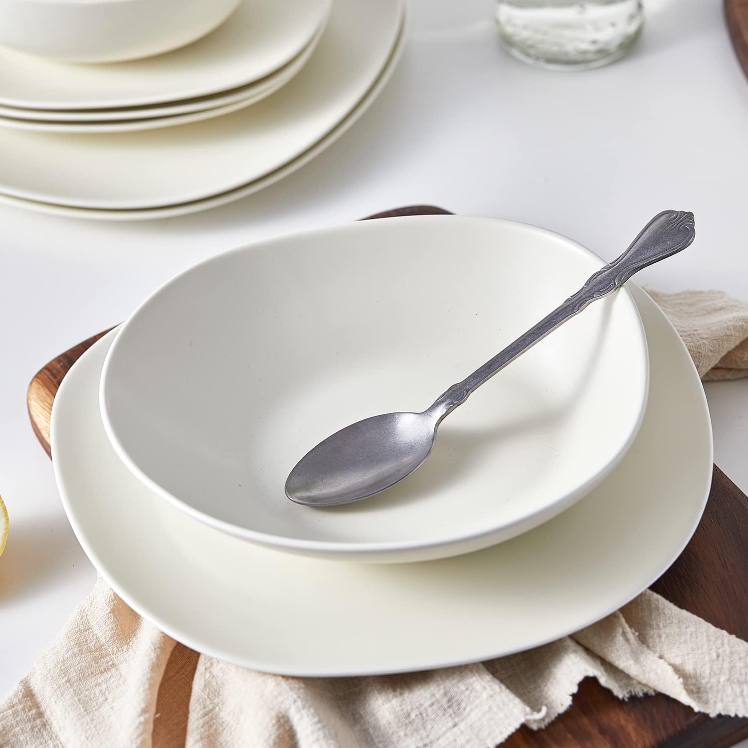 Stone lain Delilah – Juego de platos de porcelana de 8 pulgadas, 6 piezas, color crema