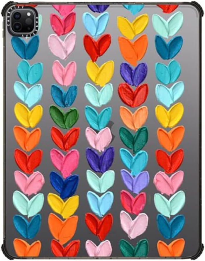 CASETiFY Impact – Funda para iPad Pro de 12.9″ (3456 generación), diseño de corazones transparentes con lunares, color negro transparente