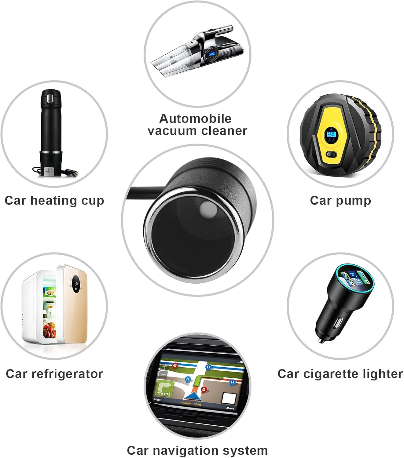 2 unidades de enchufe para encendedor de cigarrillos a cable de 0.217in x 0.083in, adaptador de cable de extensión para encendedor de cigarrillos de