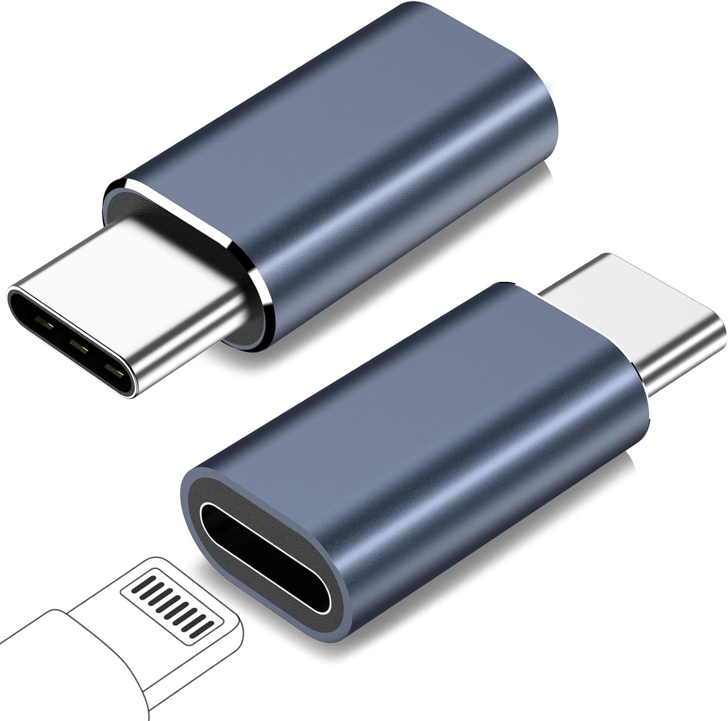 Adaptador Lightning hembra a USB C macho, paquete de 2 adaptadores de iluminación a USB C, carga para iPhone 1515 Pro15 Pro Max15 Plus, para iPad,