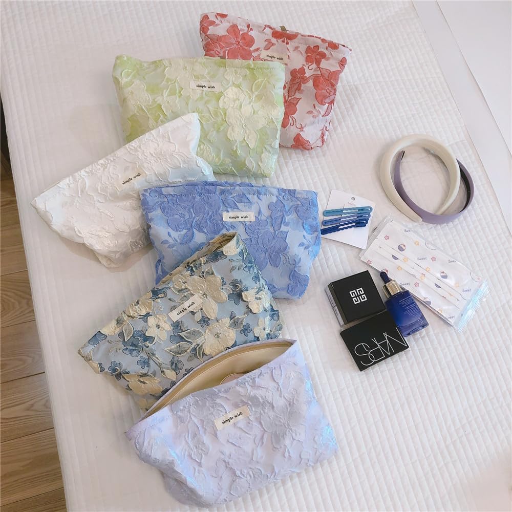 Bolsas de cosméticos florales para mujeres y niñas, bolsas de maquillaje grandes de lona estética, bolsa organizadora de maquillaje, bolsa con