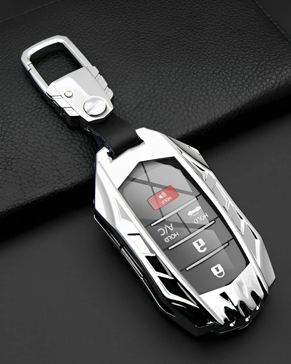 Funda protectora para llavero de Toyota compatible con Sienna Rav4 Prime Venza Fortuner Alphard Vellfire Hilux Land Cruiser (JTYB-plateado)