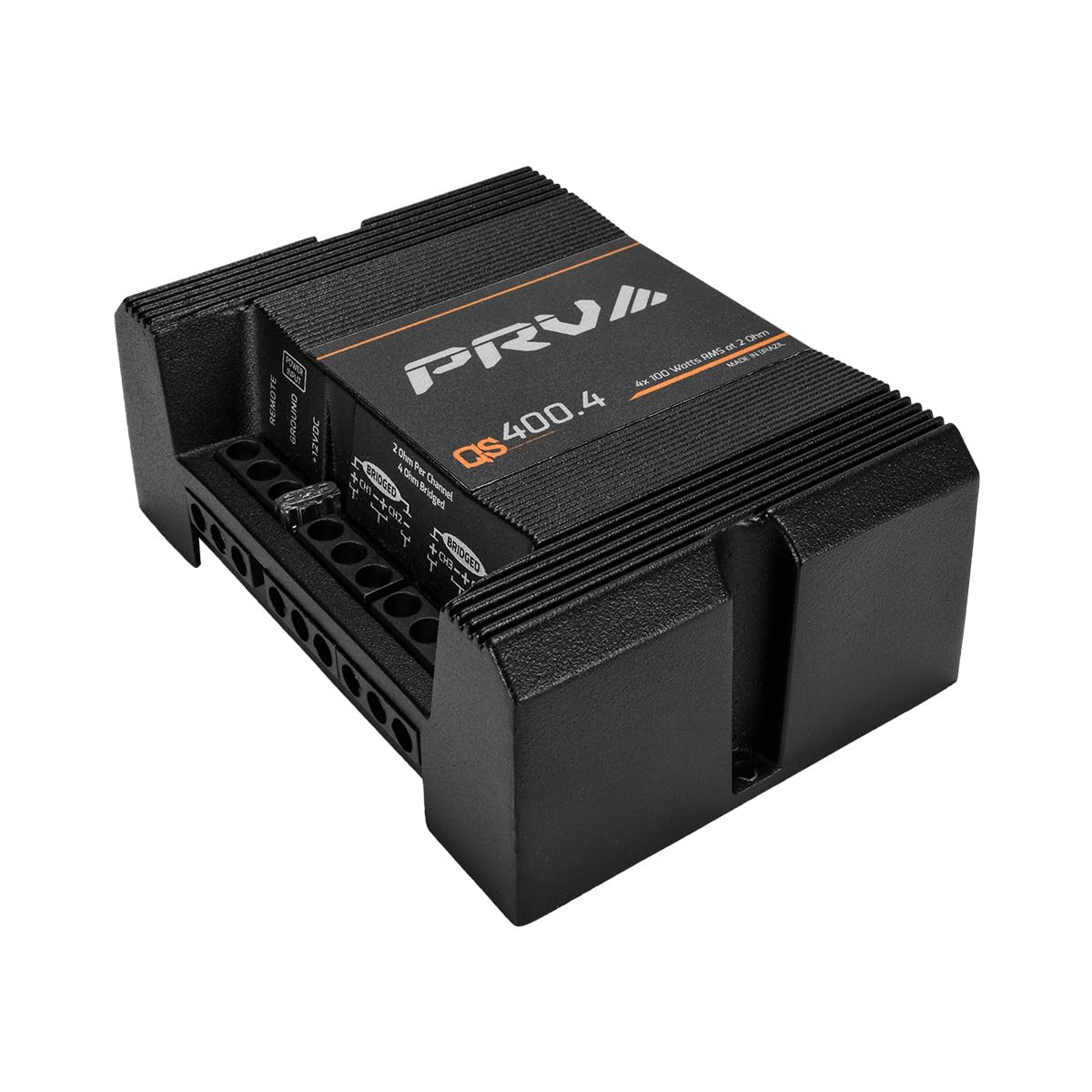 PRV Audio QS400.4 2 Ohm Mini Compact 4 Channel Amplificador de audio para automóvil 4 x 100 vatios RMS a 2 Ohm – Estéreo 12 voltios Amp Clase D