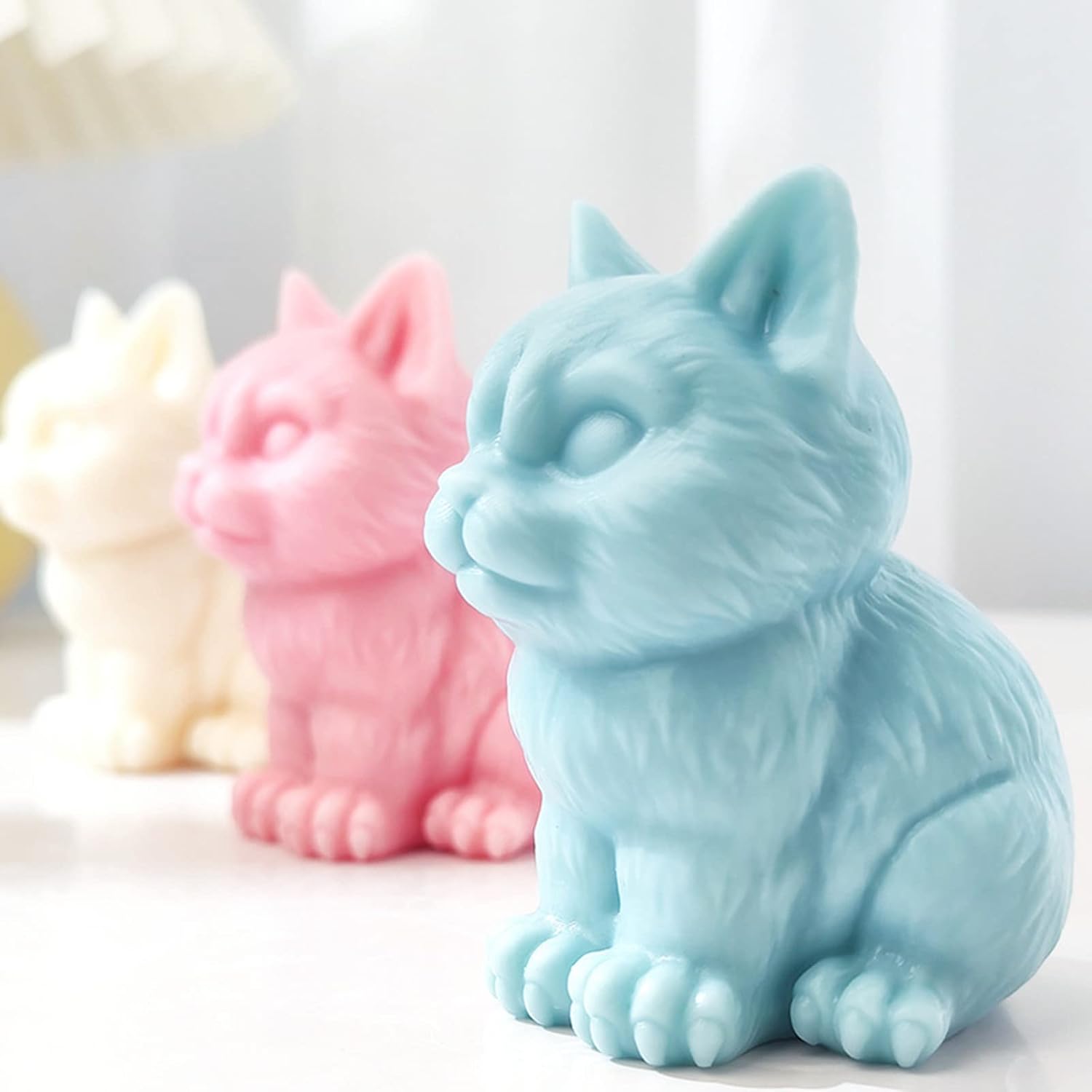 Xidmold Molde de vela de gato 3D, molde de fundición de resina de silicona para gatos, molde de silicona para chocolate, fondant, jabón, vela, bomba
