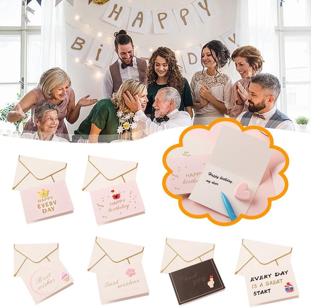 Tarjetas únicas de feliz cumpleaños, tarjeta de felicitación creativa con sobre, linda corona de flores, tarjetas de feliz cumpleaños, tarjetas de