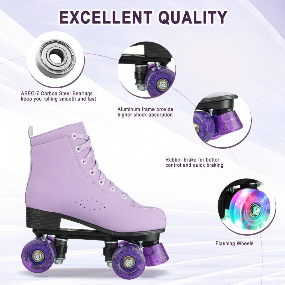 YYW Patines de ruedas para mujeres y niñas, cómodos y elegantes patines de ruedas de alta calidad para principiantes, para interiores y exteriores,